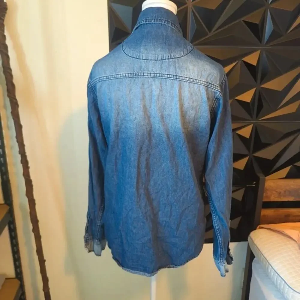 X-Ray Jeans Men's Long Sleeve Denim Shirt – Slim Fit Button-Up